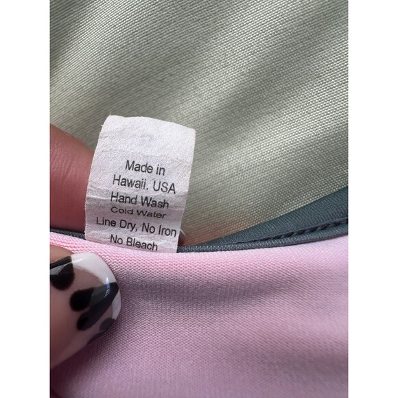 Loco Boutique Hawaii Solid Orange Gray Logo Flounce Sporty Crop Swim Bra Top S - Picture 6 of 6